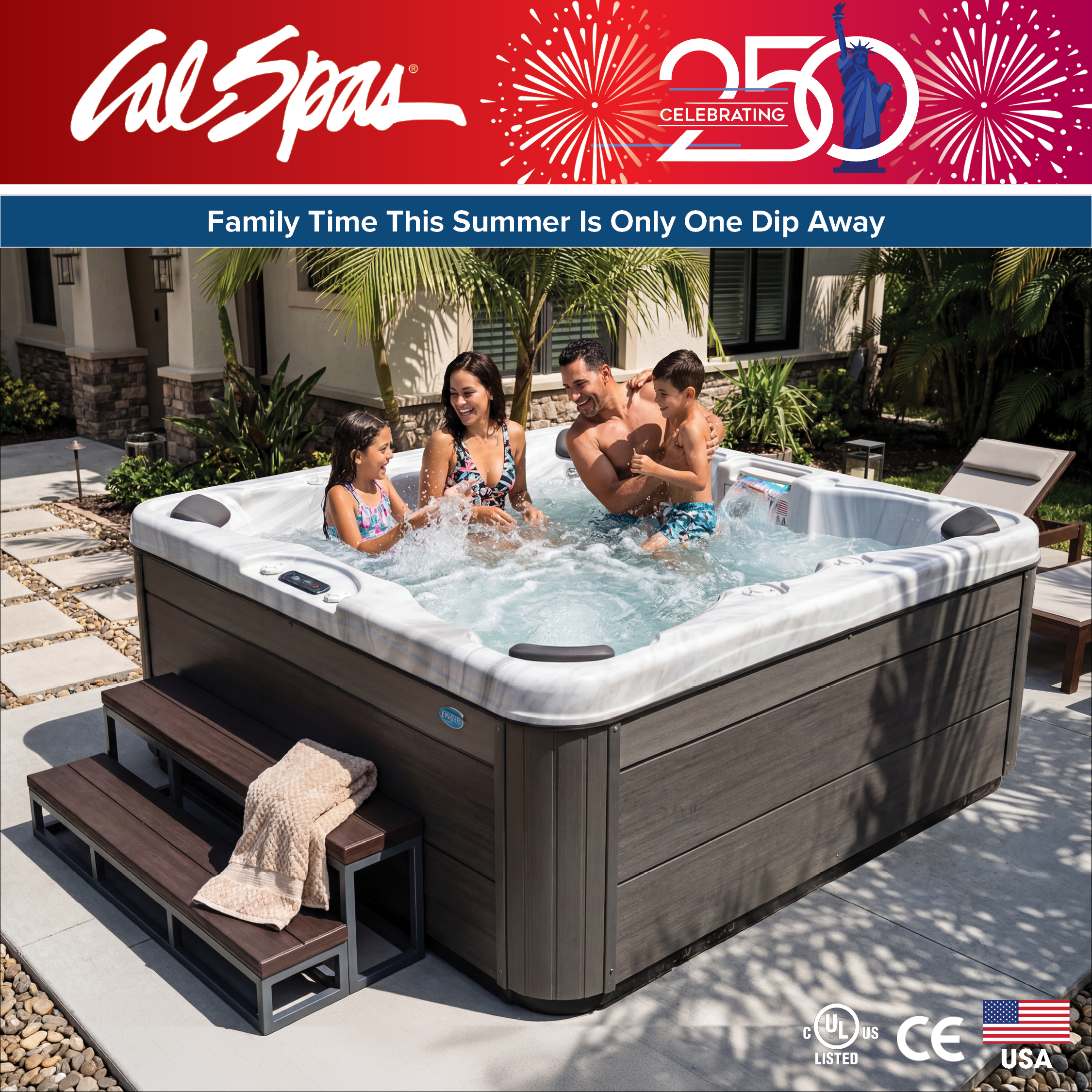 Calspas hot tub being used in a family setting - Lansing